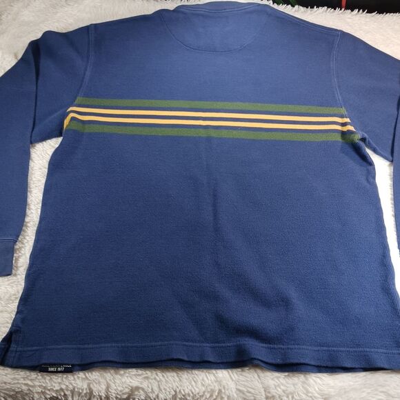 American Eagle 100% Cotton V-NECK Close Knit Sweater Y2K Men's M Blue w/Stripes. - Picture 10 of 10